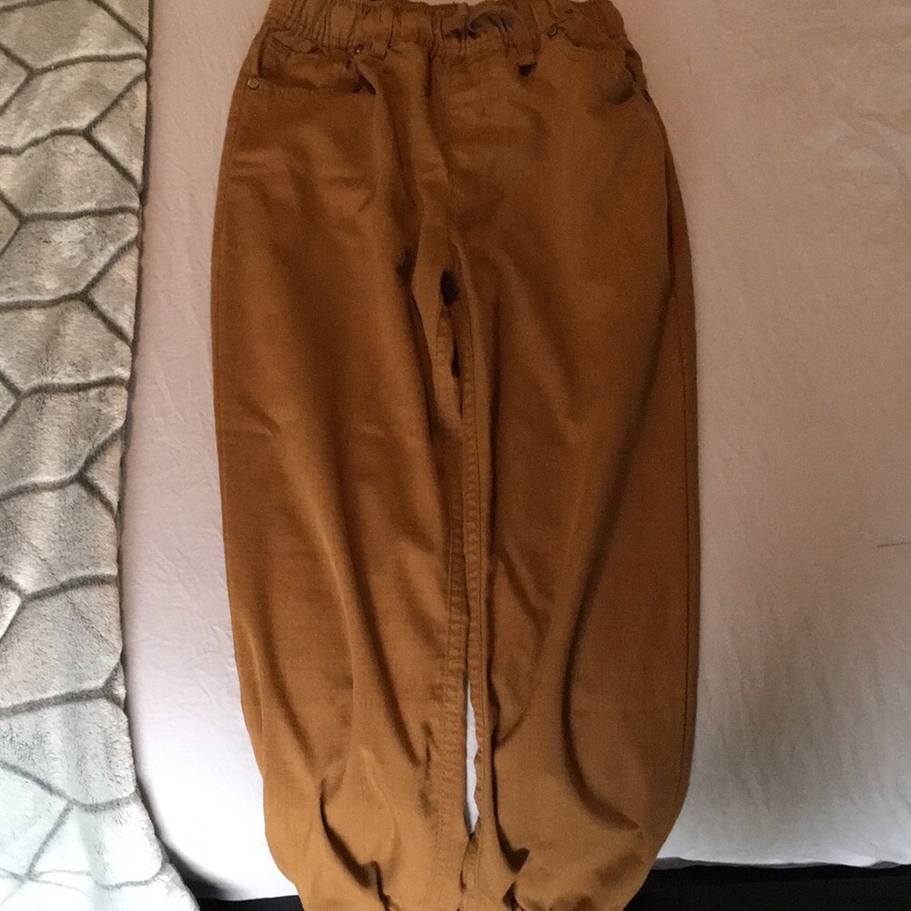 Copper denim joggers